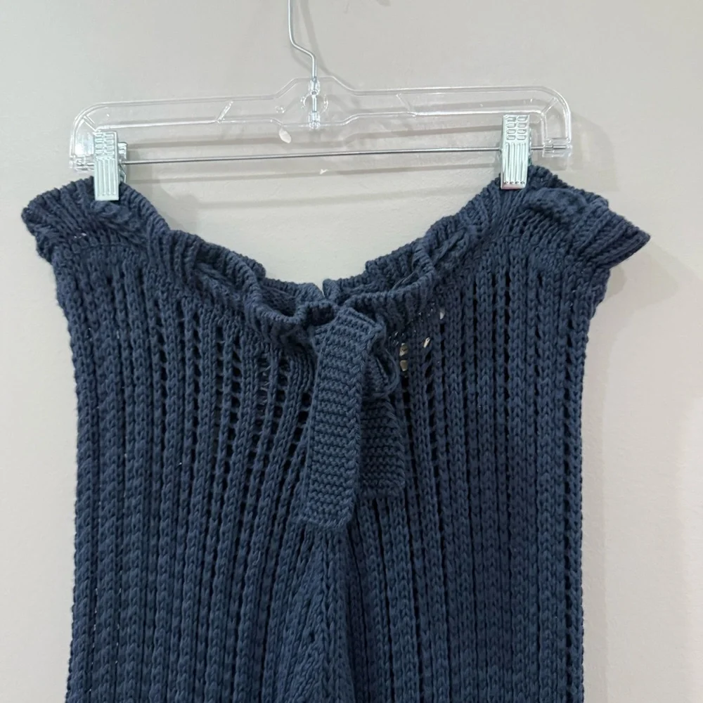 Savannah Morrow The Label Pants Oak Crochet Knit Belted Cotton in Navy